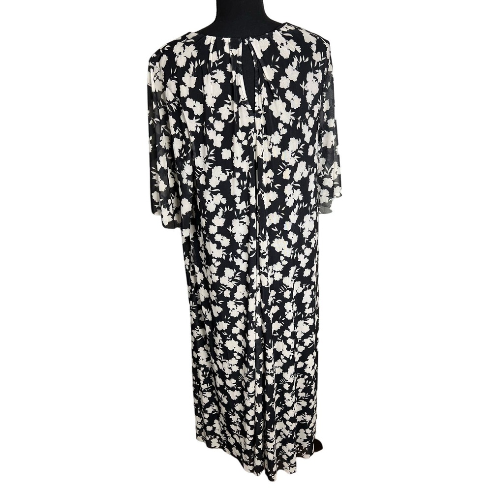 Girl With Curves Petite Mesh Flutter Sleeve Maxi Dress Black Floral NWOT Size LP - Picture 3 of 8